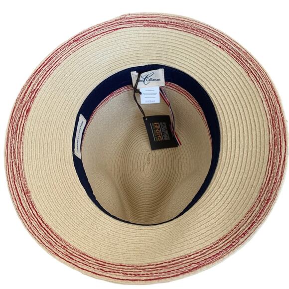 John Callanan Paper Panama Permanent Vacation Red Stripe Fedora One Size NWT main image 5